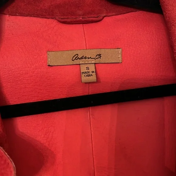 Arden B Vintage Leather Suede coat jacket red belted wrap trench Small s - Picture 4 of 7